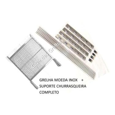 Imagem de Suporte Churrasqueira Pequena Até 60cm + Grelha Inox 50cm - Plenitude
