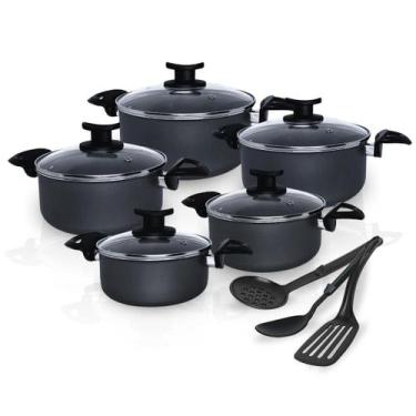 Imagem de Conjunto Jogo de Panelas Caçarola Teflon Antiaderente 8 Pç Premium com