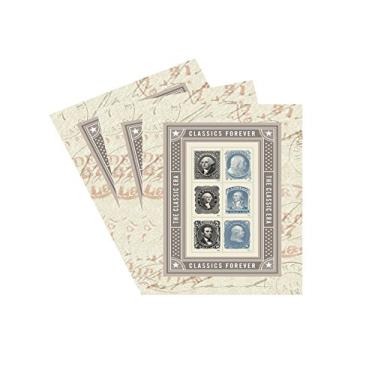 Imagem de United States Postal Service Folha De Lembrança Da Era Clássica Com 6 Selos Postais Patrióticos E Históricos Dos Eua, George Washington, Benjamin Franklin Abraham Lincoln (Selos 3 Folhas)