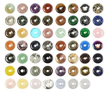 Imagem de Atacado sortido Peace Donut cura cristal 20 mm círculo mini moeda em forma de pedra contas para fazer joias DIY (pacote com 12)