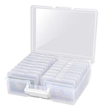 Imagem de Álbum de Fotos, Photo Storage Box, Contém 16 Caixas Transparentes para Fotografias com 16,5 x 12 x 3 cm, com Pega, para Fotos, Artesanato, Suprimentos de Costura, Organizador de Cartões e