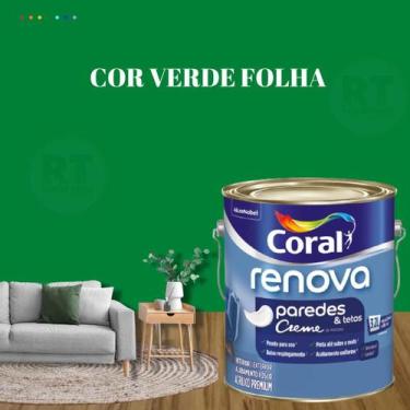 Imagem de Tinta Parede Verde Acrílica Fosca Coral Renova 3,2L, VERDE FOLHA