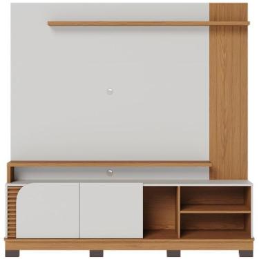 Imagem de Estante Painel Para TV 75 Pol 182cm Mayer C04 Off White Matte Freijó -