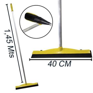 Imagem de Kit Rodo Puxa e Seca Tudo Borracha Dupla 40 Cm Com Cabo Profissional -
