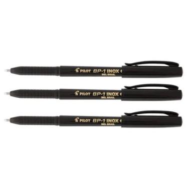 Imagem de Caneta Esferográfica Pilot Bp-1 Inox 1.0mm Preto 3 Unidades