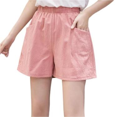 Imagem de Shorts Esportivos Soltos De Cintura Alta Para Meninas, Calças Curtas C