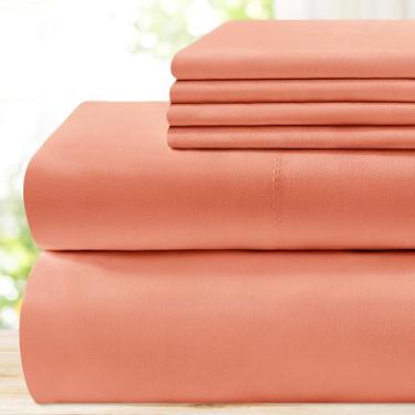 Imagem de Conjunto de lençóis de cama BYSURE Super Soft 1800 fios King Coral