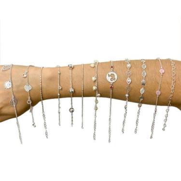 Imagem de Kit pulseiras Banhadas Prata 925 12 peças Atacado - Papillon Semi Jóia