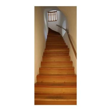 Imagem de Adesivo Decorativo de Porta - Escada de Madeira - 2143cnpt - Allodi