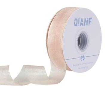 Imagem de QIANF Fita de organza rosa transparente de 2,5 m, fita de tule para convites de casamento, buquês de flores de noiva, embrulho de presente para chá de bebê, decoração de árvore de Natal, arcos