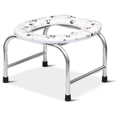 Imagem de Cadeira Higiênica De Aço Inoxidável Sólido Portátil Fácil De Acomodar Paciente Cadeira Higiênica Para Idosos, Mulheres Grávidas, Crianças, Pacientes, Orange, 33 cm high black + barrel