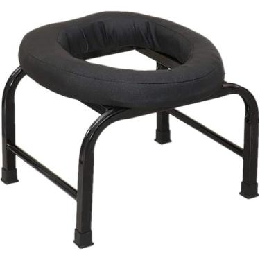 Imagem de Cadeira Higiênica De Aço Inoxidável Sólido Portátil Fácil De Acomodar Paciente Cadeira Higiênica Para Idosos, Mulheres Grávidas, Crianças, Pacientes, Orange, 38 cm high black