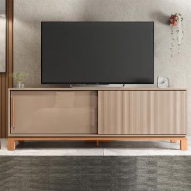 Imagem de Bancada Átomo 179,4cm para TV até 65 com 2 Portas de Correr Ripadas MDP Sued/Freijo G11 - Gran Belo