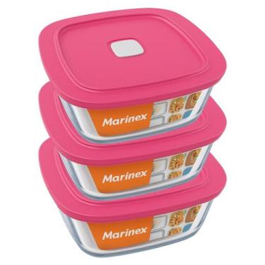 Imagem de Pote De Vidro Marinex Quadrado Facilita Vap 300ml 3Un - NADIR FIGUEREI