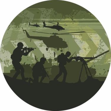 Imagem de Painel de Tecido Sublimado Redondo Exército Silhuetas Helicóptero Camu