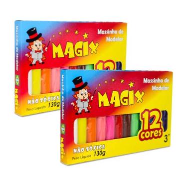 Imagem de Kit 2 Massinha De Modelar 12 Cores Magix 130g Multicolor