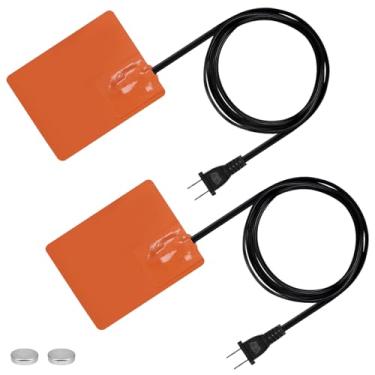 Imagem de Almofada de aquecedor de silicone para motor de carro de 2 peças - almofada de aquecedor de panela de óleo autoadesiva de 10 x 12,7 cm com protetor térmico de 90 °C, almofada de aquecedor de bateria,