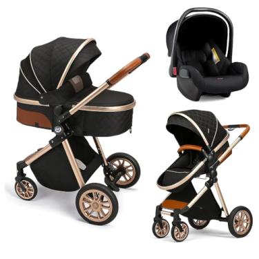 Imagem de Carrinho de Bebê 6 em 1 Europeu Reversível Bebê Conforto e Moises Fechamento facil