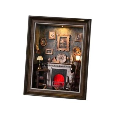 Imagem de Dynwave Kit DIY Room Box, quebra-cabeça 3D de madeira, arte para casa de bonecas, enfeite de mesa, com luzes, ideia criativa para sala, moldura para fotos