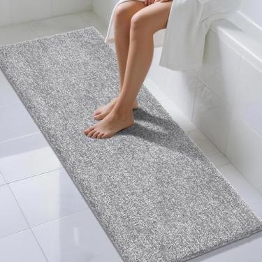 Imagem de Yimobra Tapetes de banheiro, tapetes de banho extra macios e confortáveis, antiderrapante, absorvente de água e tapete de banheiro grosso, lavagem à máquina, tapetes felpudos para banheiras de chuveiro, 178 cm x 61 cm, cinza