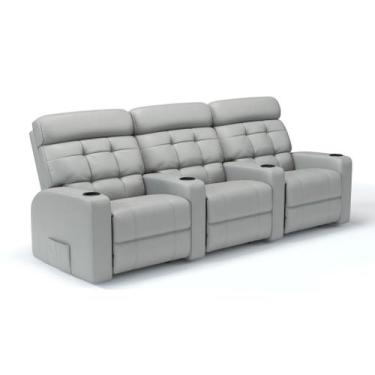 Imagem de Sofá 3 Lugares Reclinável Elétrico em Couro Bovino Linha Cinema Sala d