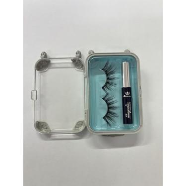 Imagem de Amzmam Kit de cílios magnéticos e delineador, cílios magnéticos de vison sintético premium, à prova d'água, de longa duração, livre de crueldade, 1 par (XK-010)