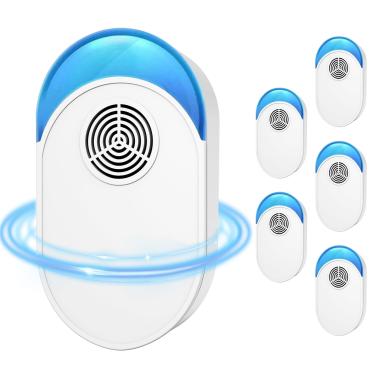 Imagem de Repelente ultrassônico 2025 versão atualizada 6 pacotes, repelente ultrassônico interno de defesa contra insetos para baratas, insetos, pragas, roedores, ratos, formigas, mosquitos, ratos, aranhas