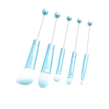 Imagem de harayaa 5x Pincéis de maquiagem Pincel para sombra de olhos Contorno Corretivo Kit de pincéis de maquiagem profissional com contas para melhores, Azul