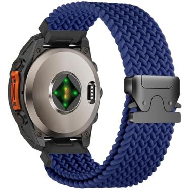 Imagem de Laband Pulseira de relógio QuickFit trançada elástica de 22 mm compatível com Garmin Fenix 8 de 47 mm/6 Pro/6/7/7 Pro/5/5 Plus, pulseira de tecido elástico de nylon elástico para Instinct 3 de 45 mm