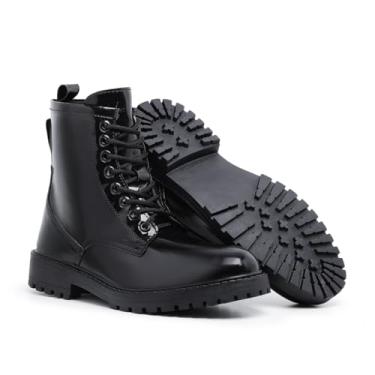 Imagem de COTURNO VERNIZ MASCULINO BOTA MILITAR CANO MÉDIO (PRETO VERNIZ, MEDIDA, BR, Adulto, Numérico, 38)