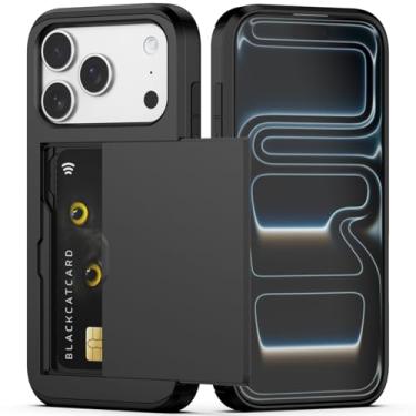 Imagem de Nvollnoe Capa para celular compatível com iPhone 17 Pro com suporte de cartão de camada dupla resistente à prova de choque com compartimento oculto para cartão fina para mulheres e homens 6,3