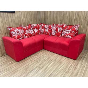 Imagem de Sofá Canto Vermelho com Floral 608/16 Belo - Alpoim