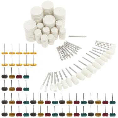 Imagem de WhSunVo 150 peças de roda de polimento para ferramenta rotativa, rodas de polimento abrasivas, kit de precisão portátil para joias de resina de metal