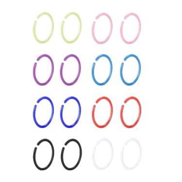 Imagem de VANTOBEST 16 peças de anéis de plástico colorido retentor de nariz, argola flexível, brinco para piercing de narina, joias femininas e masculinas
