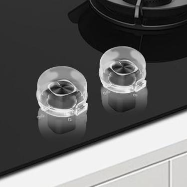 Imagem de WhSunVo 6 peças de capas de segurança para maçanetas de fogão a gás resistentes ao calor, capas de botão de fogão à prova de crianças, capas de botão de forno de visão clara para segurança infantil e