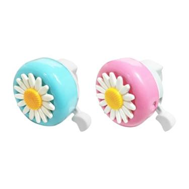 Imagem de ccHuDE 2 peças de campainha de bicicleta margarida sino de bicicleta alto nítido som claro sinos de bicicleta bonito scooter buzina acessórios para crianças rosa azul