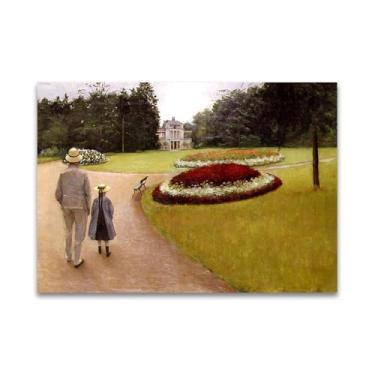 Imagem de Famosa pintura de arte de parede - (Manor Park) por Gustave Caillebotte - Reproduções impressas em tela - Imagens para decoração de sala de estar (50 x 70 cm (19,7 x 27,5 pol)/sem moldura)