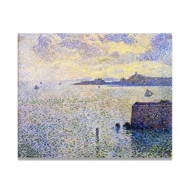 Imagem de LKXGRRSFG Veleiros e estuárioThéo van Rysselberghe: Impressão em tela neoimpressionista belga chave 15 x 48 cm sem moldura