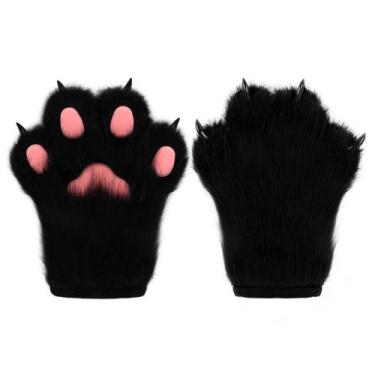 Imagem de Luvas hbbhml Pele sintética de pelúcia Cat Claw Furry Mittens