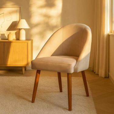 Imagem de Kit 4 Cadeiras de Jantar Lua Pe Palito Suede - Silverio Decor, BegeCla