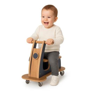 Imagem de Motoca Lambreta MDF Azul Menino Infantil Equilíbrio - almeida móveis