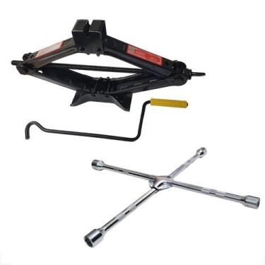 Imagem de Kit Macaco Sanfona 2 Ton Chave De Roda Cruz Carros Uno Gol - STEELS