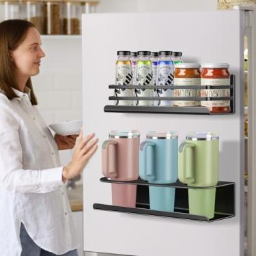 Imagem de Pacote com 2 organizadores de garrafas de água para Stanley 30 e 1,134 g Suporte magnético de copo Stanley com fita dupla face, acessórios para copos Stanley para armário de geladeira de cozinha