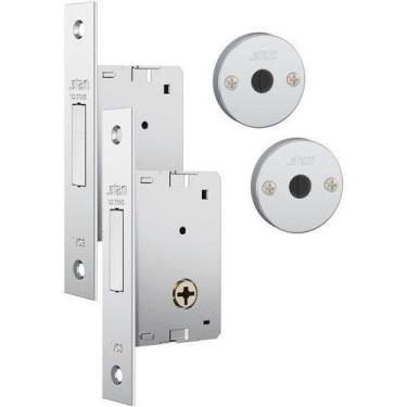 Imagem de Kit Fechaduras Stam tetra Auxiliar externa trava 1001 PAR Inox porta/p