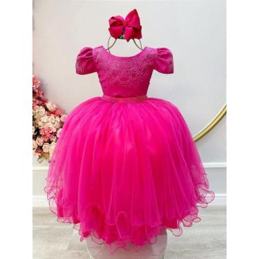 Imagem de Vestido Infantil Luxo Pink com Strass para Casamentos - Fabuloso Ateli