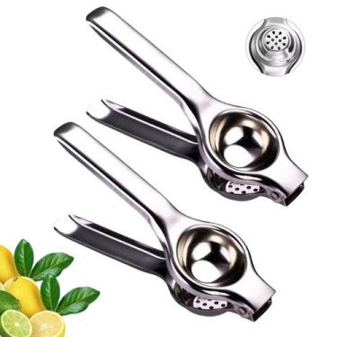 Imagem de Kit 2 Espremedores De Limão Manual Aço Inox Resistente - Med Utilidade
