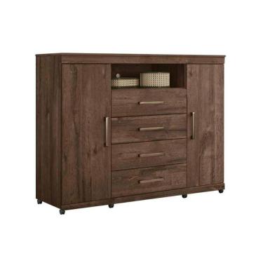 Imagem de Cômoda Infantil Master 2 Portas +1 Nicho E 4 Gavetas ébano - Santos Andirá