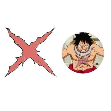 Imagem de Tatuagem Temporária Estrela Peito Luffy Cosplay One Piece A4 - 3I