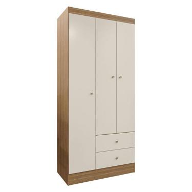 Imagem de Guarda Roupa Solteiro Versa 3 Portas Freijó Off White Fosco - Kits Paraná