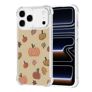 Imagem de RUMDEY Capa de telefone de outono para iPhone 17 Pro Max linda capa transparente outono abóbora 17.5 cm, estampa estética de Halloween capa à prova de choque macia fina TPU rígido PC proteção traseira